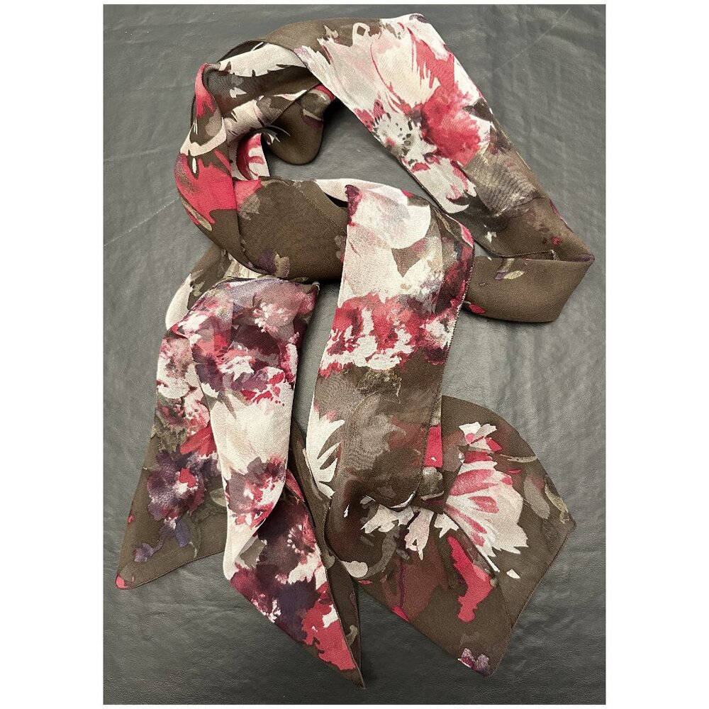 New Dana‎ Herbert 100% Silk Scarf Handmade in Oregon 12”x58” Black, Pink